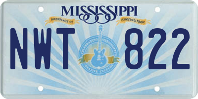 MS license plate NWT822