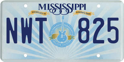 MS license plate NWT825