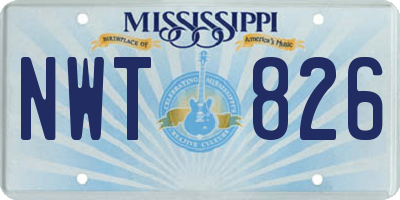 MS license plate NWT826