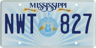 MS license plate NWT827