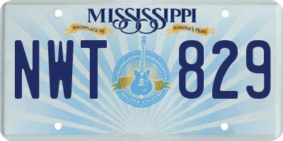 MS license plate NWT829