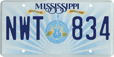 MS license plate NWT834