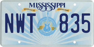 MS license plate NWT835