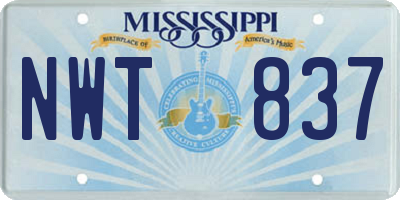 MS license plate NWT837