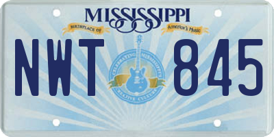MS license plate NWT845