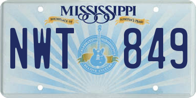 MS license plate NWT849