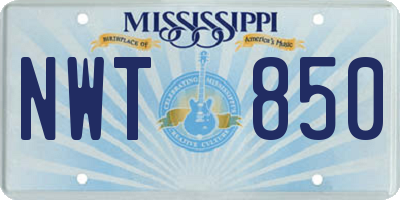 MS license plate NWT850
