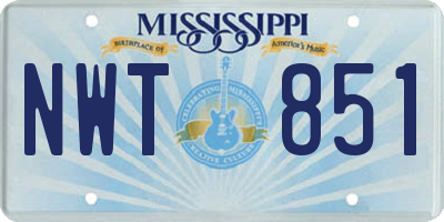 MS license plate NWT851