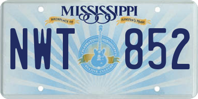 MS license plate NWT852
