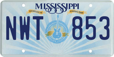 MS license plate NWT853