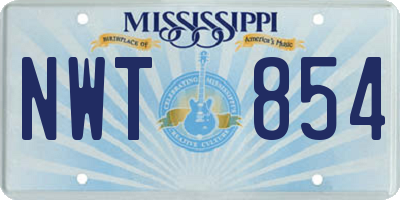 MS license plate NWT854