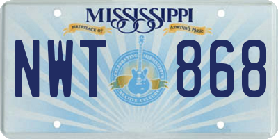 MS license plate NWT868