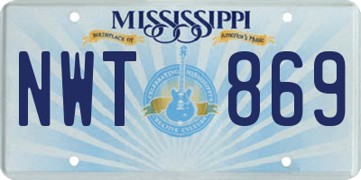 MS license plate NWT869