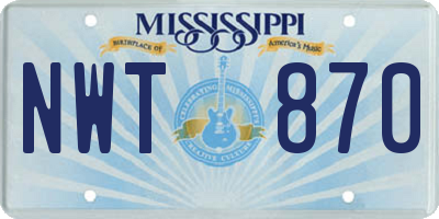 MS license plate NWT870