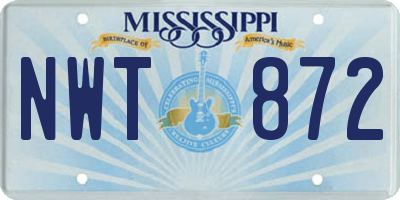 MS license plate NWT872