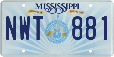 MS license plate NWT881