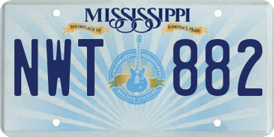 MS license plate NWT882