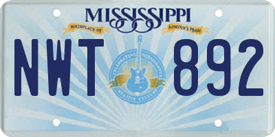 MS license plate NWT892