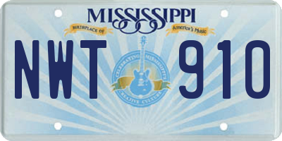 MS license plate NWT910