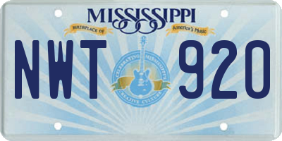 MS license plate NWT920