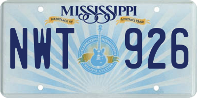 MS license plate NWT926