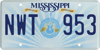 MS license plate NWT953