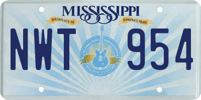 MS license plate NWT954