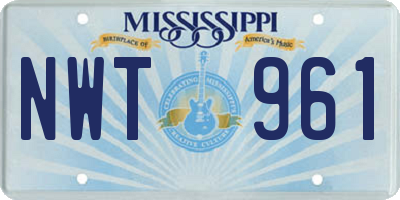 MS license plate NWT961