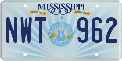 MS license plate NWT962