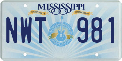 MS license plate NWT981