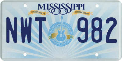 MS license plate NWT982
