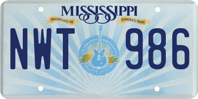 MS license plate NWT986