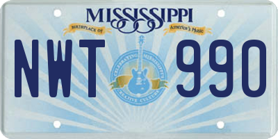 MS license plate NWT990