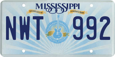 MS license plate NWT992