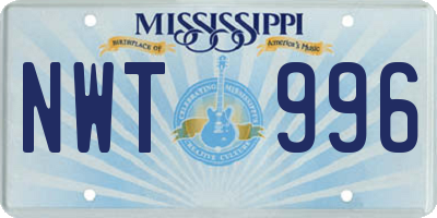 MS license plate NWT996