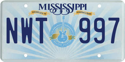 MS license plate NWT997