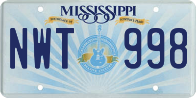 MS license plate NWT998