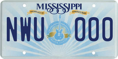 MS license plate NWU000