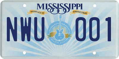 MS license plate NWU001