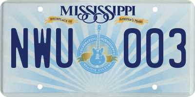 MS license plate NWU003