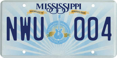MS license plate NWU004
