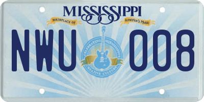 MS license plate NWU008