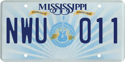 MS license plate NWU011