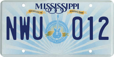 MS license plate NWU012