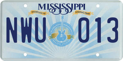 MS license plate NWU013