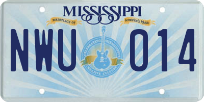 MS license plate NWU014