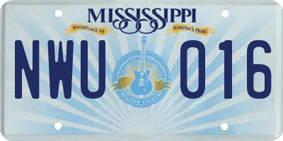 MS license plate NWU016