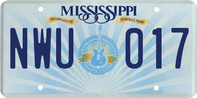 MS license plate NWU017