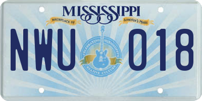 MS license plate NWU018