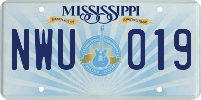 MS license plate NWU019